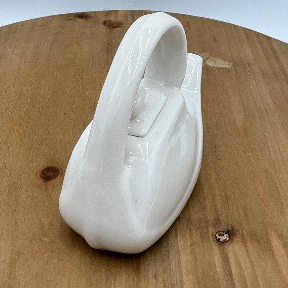 Miniature White Ceramic Teapot With Removable Lid Unique Handle Design Collectib - Picture 2 of 9